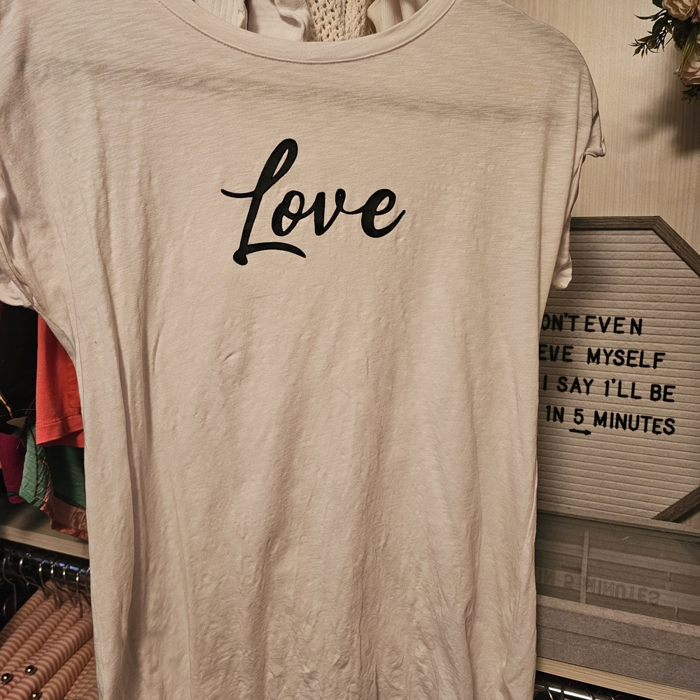 White T-Shirt with 'Love' Print